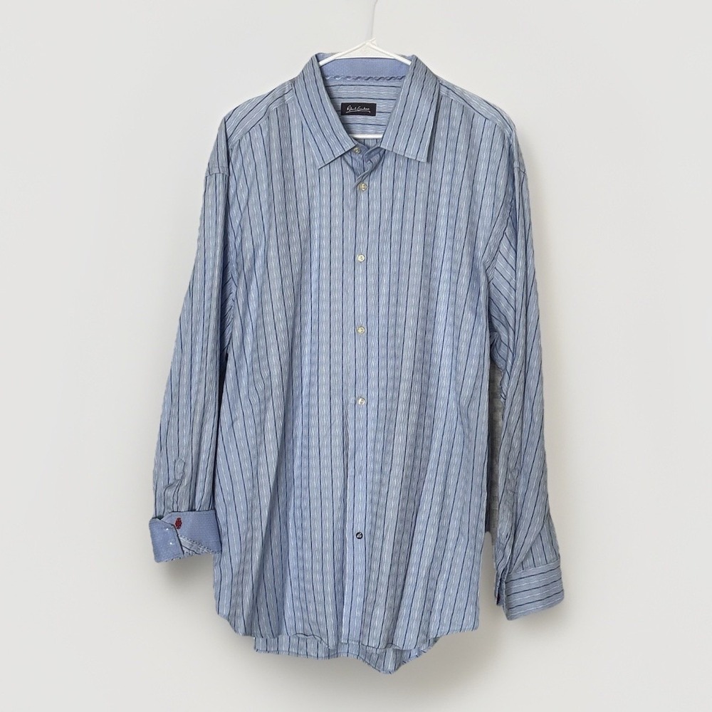 Robert Graham Men Tailored L/S Button Up Shirt Textured Large Flip Contrast Cuff